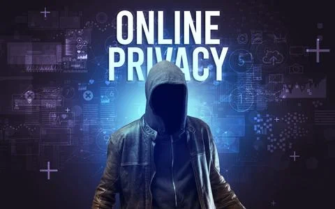 Faceless man with online security concept 스톡 사진