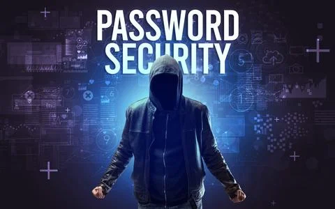 Faceless man with online security concept 스톡 사진