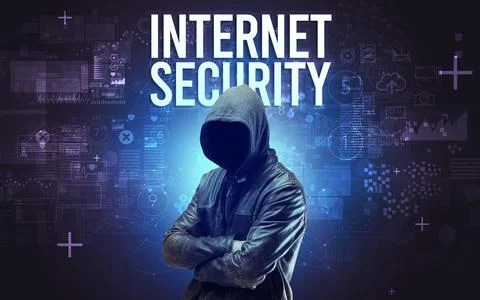 Faceless man with online security concept Stock Photos