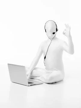 Faceless man operator ok sign Stock Illustration
