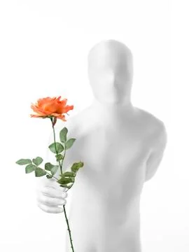 Faceless man with rose Illustrazione stock