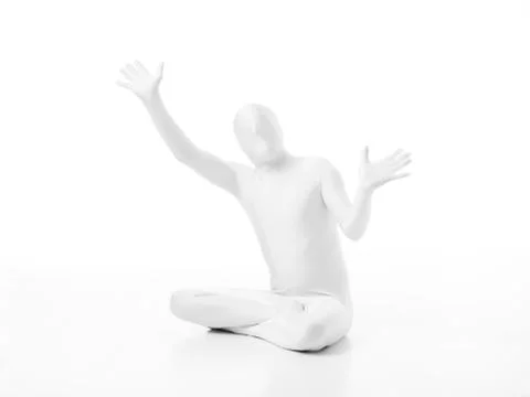 Faceless man sitting on the floor Illustrazione stock