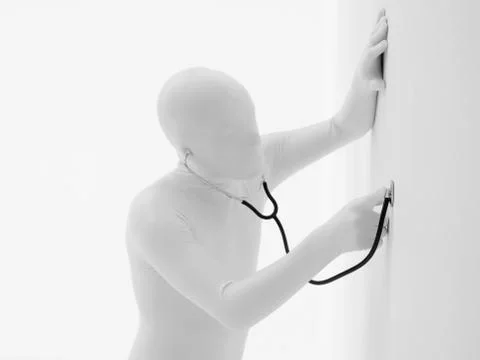 Faceless man with stethoscope Illustrazione stock