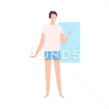 Faceless Man in Underwear, Male Rectangle Body Shape Flat Style Vector Stock Illustration