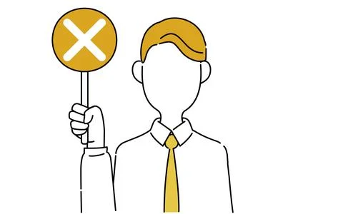 Faceless pose illustration, office worker's upper body, showing incorrect answer Stock Illustration