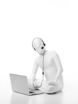 Faceless robot pending orders Illustrazione stock