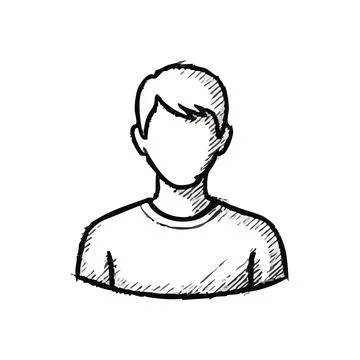 (Faceless User Profile Sketch. A simple graphic of an individual with an un.. Stock Illustration