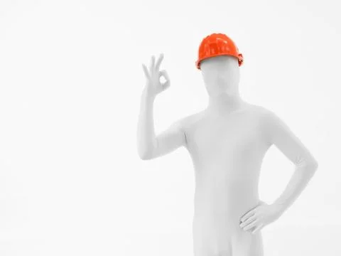 Faceless worker ok sign Illustrazione stock