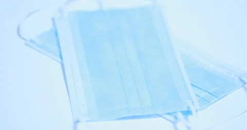 Facemaks on table Stock Footage 141633721