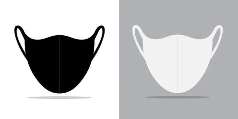 Facemask vector mockup icon. Black face mask ppe anti dust mask shape template Stock Illustration