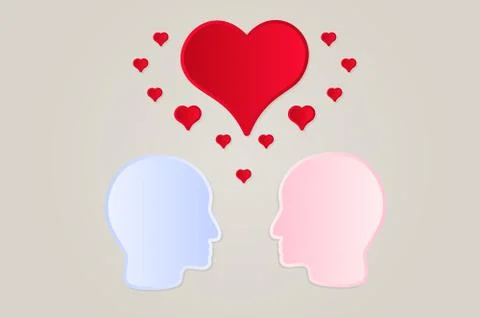 Faces and hearts Stock Illustration