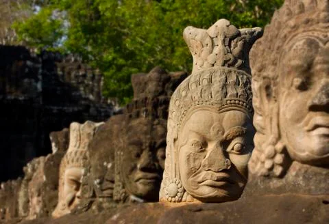 Faces of Angor Thom. Stock Photos