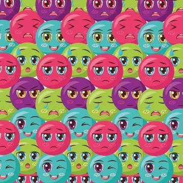 Faces anime expression Illustrazione stock