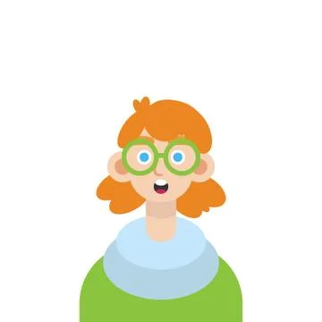 Faces Avatar in circle. Portrait young boy with glasses. Vector Stock-Illustration