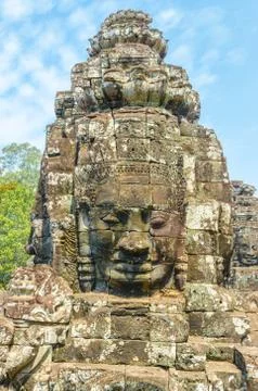 Faces of bayon tample. ankor wat. cambodia. Stock Photos
