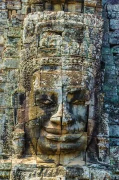 Faces of bayon tample. ankor wat. cambodia. Stock Photos