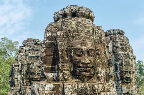 Faces of bayon tample. ankor wat. cambodia. Stock Photos