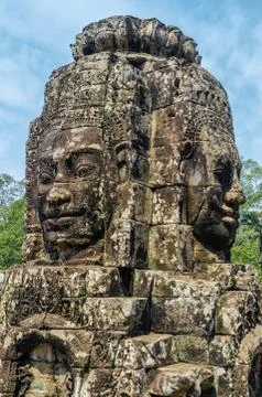 Faces of bayon tample. ankor wat. cambodia. Stock Photos