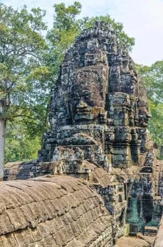 Faces of bayon tample. ankor wat. cambodia. Stock Photos