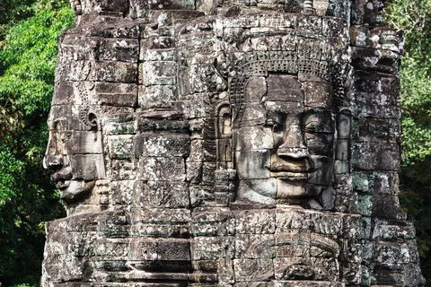 Faces of Bayon temple Stock Photos