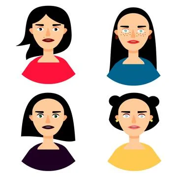 Faces of different girls Stock Illustration