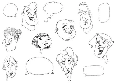 Faces doodle Stock Illustration