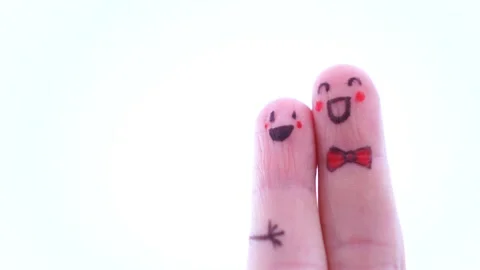 Faces drawn on fingers Stock Footage 117435290