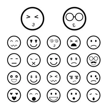Faces emoticon icons set Stock Illustration