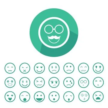 Faces emoticon icons set Stock Illustration