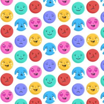 Faces of emoticons pattern template Stock Illustration