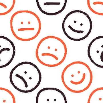Faces Emoticons Seamless Pattern. Vector seamless dithering pixel style patte Stock Illustration