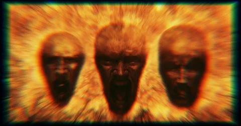 Faces of Emotions Horror Stock Illustration