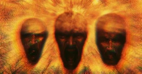 Faces of Emotions Horror Stock Illustration