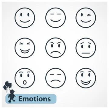 Faces emotions icons set Stock Illustration