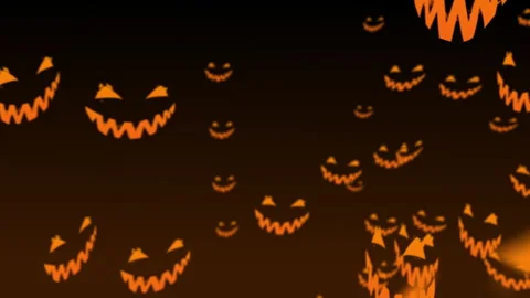 The faces of evil smiling halloween background graphic dolly track to right Stock Footage 254277503