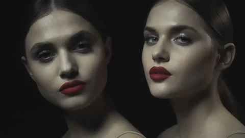 Faces of girls in the dark. Stock Footage 132878964