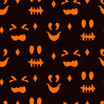 Faces Halloween seamless pattern fabric vector Stock Illustration