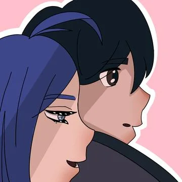 Faces of loving anime heroes of a guy and a girl Illustrazione stock