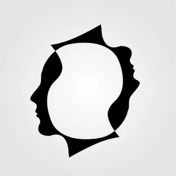 Faces of man in opposite direction  Illustrazione stock