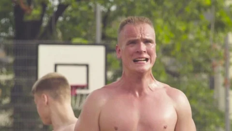 Faces men doing different fit execises Stock Footage 79661358