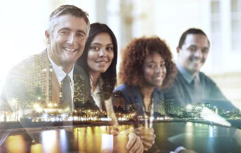 The faces of new business. Multiple exposure shot of businesspeople superimposed Stock Photos
