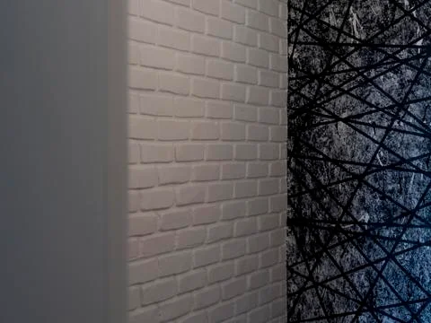 Faces, planes, angle, split. White brick wall White abstract background or Stock Photos