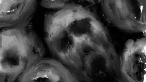 The faces of the screaming dead. Black and white illustration. Stock Illustration