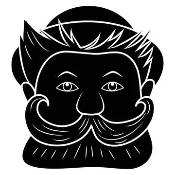 Faces Silhouette of a Bearded Man Stock Illustration