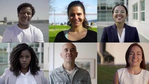 Faces of various people looking at camera Stock Footage 121913948