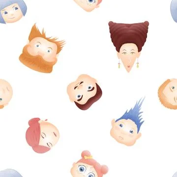 Faces watercolor effect pattern Stock Illustration