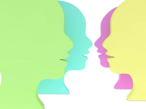 Faces on white background Stock-Illustration