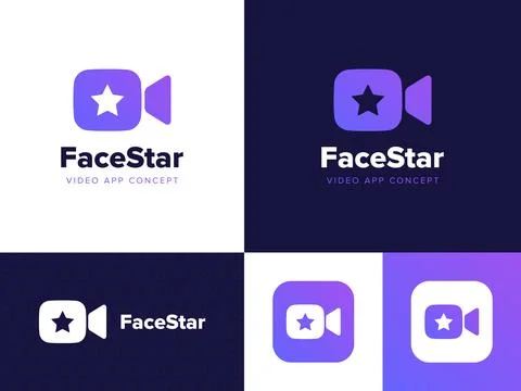 FaceStar app logo concept Stock Illustration