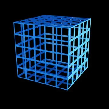 Faceted blue 3d cube Stock Illustration