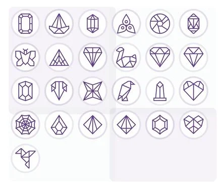 Faceted Exclusive Vector Set featuring 25 Regular Line Pixel Aligned 128x12.. Stock-Illustration